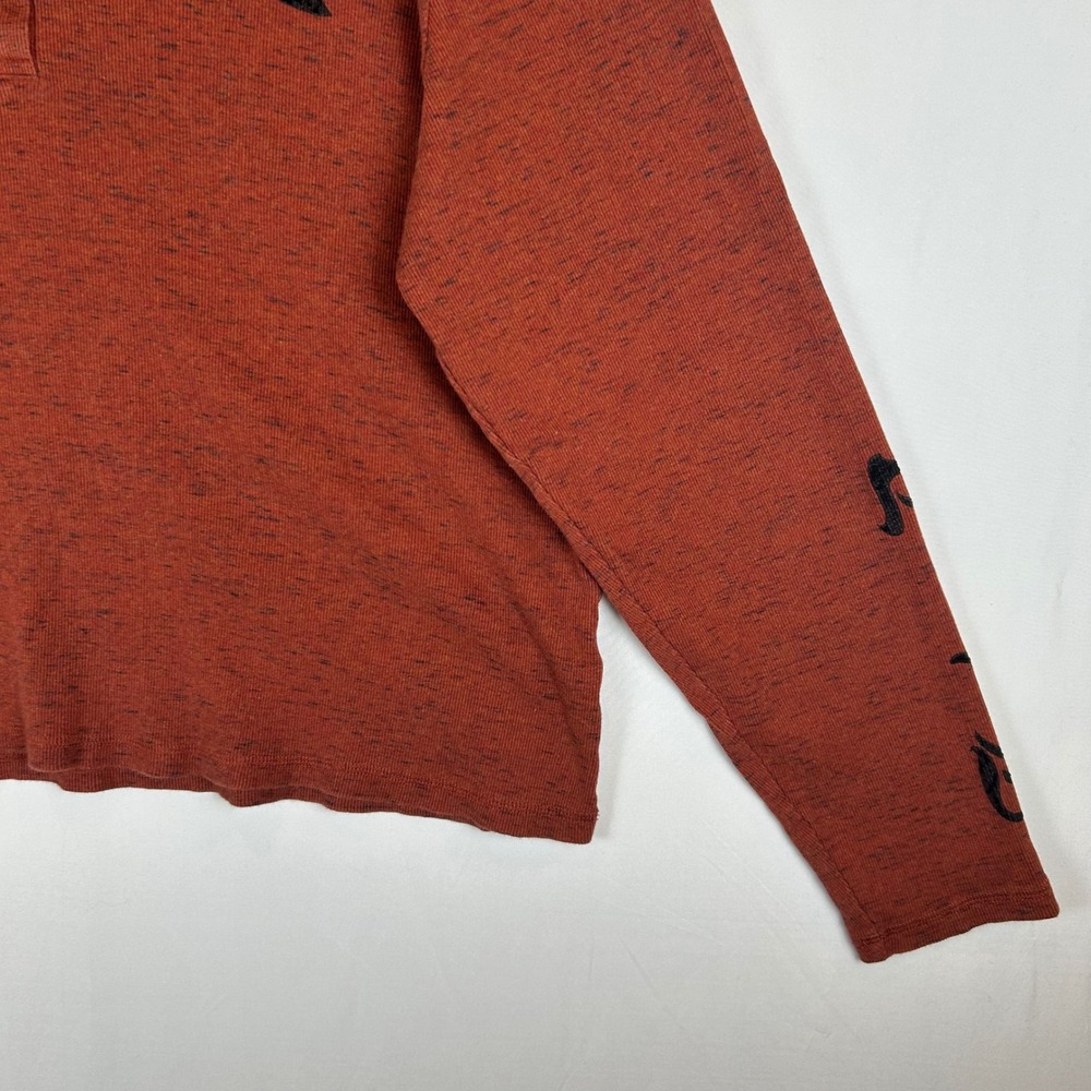 Harley-Davidson Womens 3W Rust Orange Space Dye Hooded Henley Flocked Top 2014 - Picture 8 of 12